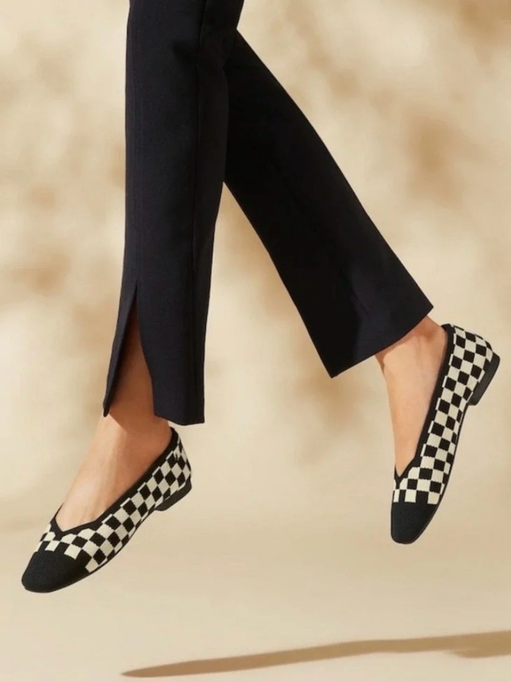 Vivaia margot 2.0 square toe v cut flats checkers